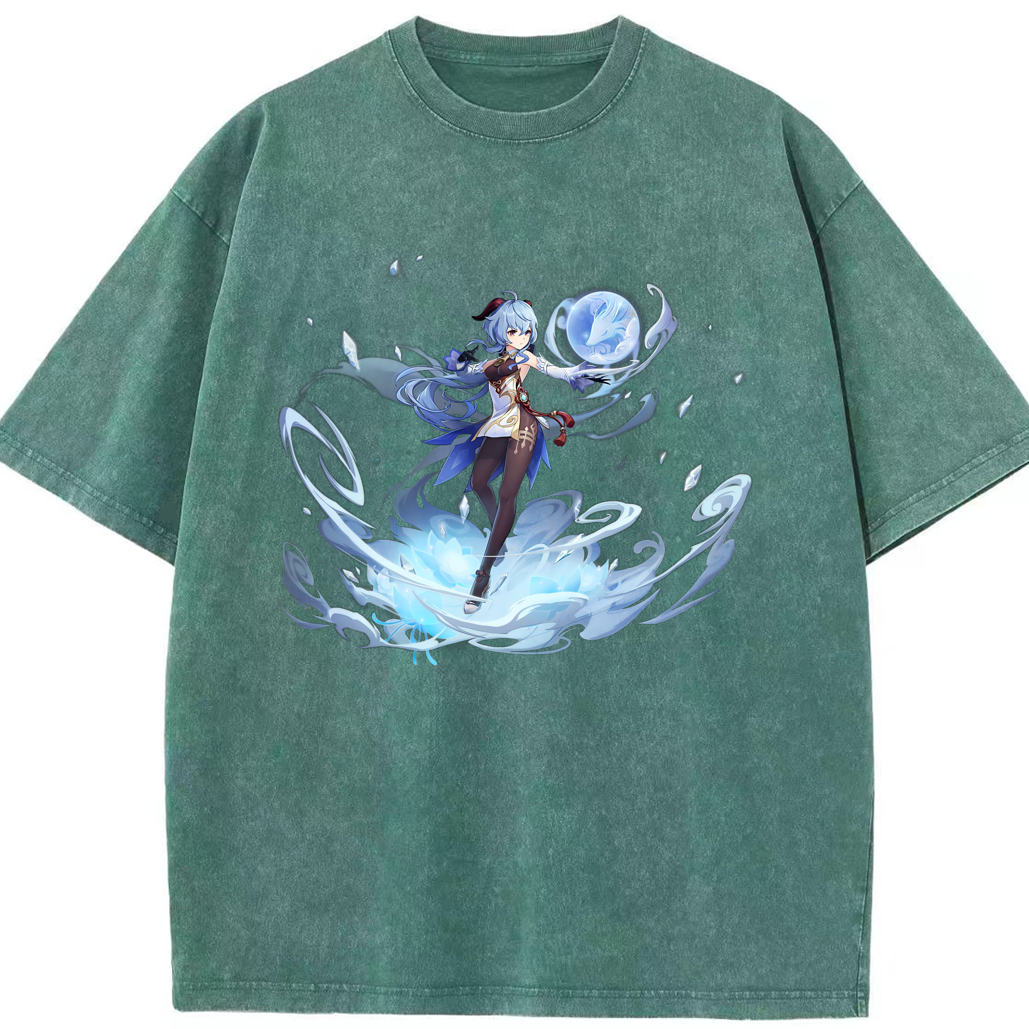 げんし神 甘雨 かんう genshin Ganyu 綿100% ヴィンテージ風 半袖Tシャツ（フロントプリント）